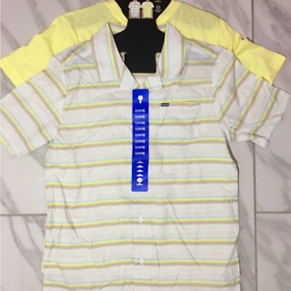 Hurley Yellow and Gray Button Down Shirt